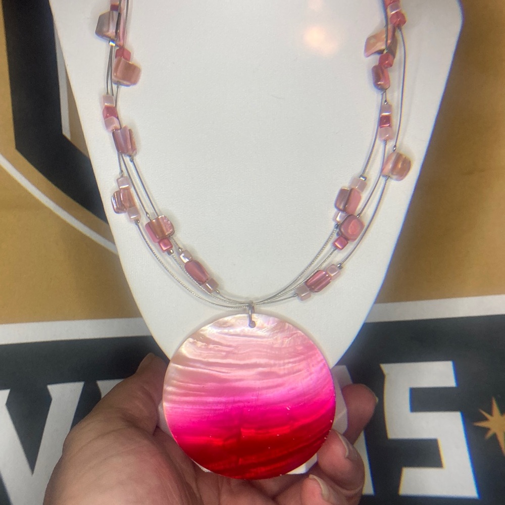 Pink Ombre Abalone Pendant Necklace - Picture 1 of 5